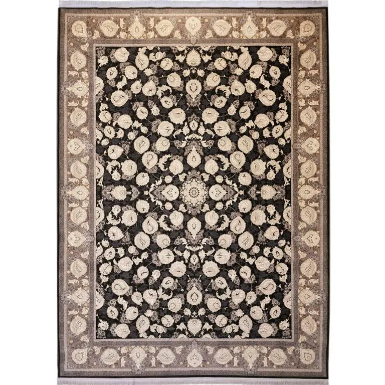 فرش افشان سلطنت طلاکوب گل برجسته 1200 شانه رنگ دودی کد 731318