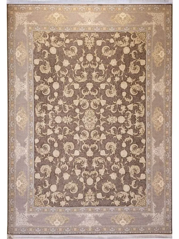 فرش طلاکوب افشان جواهر رنگ طوسی 1200 شانه کد 731515