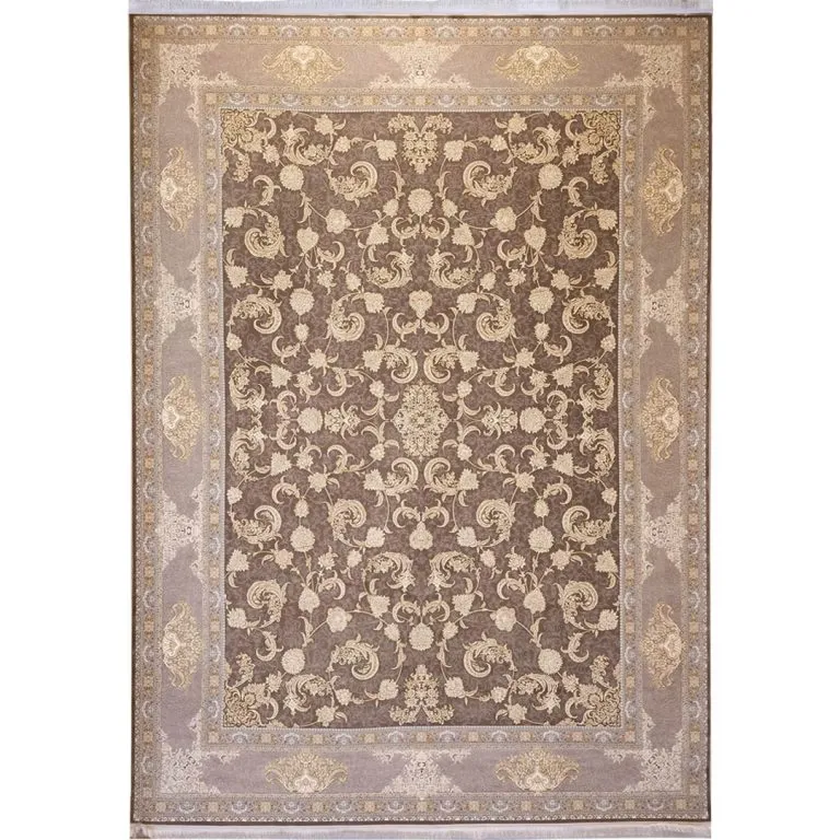 فرش طلاکوب افشان جواهر رنگ طوسی 1200 شانه کد 731515