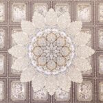 فرش طلاکوب خشتی طرح کاترین گل برجسته 1200 شانه کد 73201 - Image 12