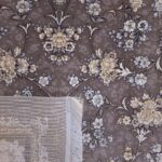 فرش افشان طلاکوب طرح الهه 1200 شانه گل برجسته طوسی کد 73231 - Image 11