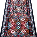 فرش کناره گبه طرح پریسا لوزی ۳۵۰ شانه سرمه ای کد 82K801318 - فرشخونه