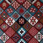 فرش کناره گبه طرح پریسا لوزی ۳۵۰ شانه سرمه ای کد 82K801318 - فرشخونه