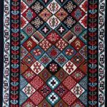 فرش کناره گبه طرح پریسا لوزی ۳۵۰ شانه سرمه ای کد 82K801318 - فرشخونه