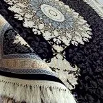 فرش طلاکوب طرح هستی 700 شانه تراکم 2100 غیر برجسته کد 1179 رنگ سرمه ای - فرشخونه