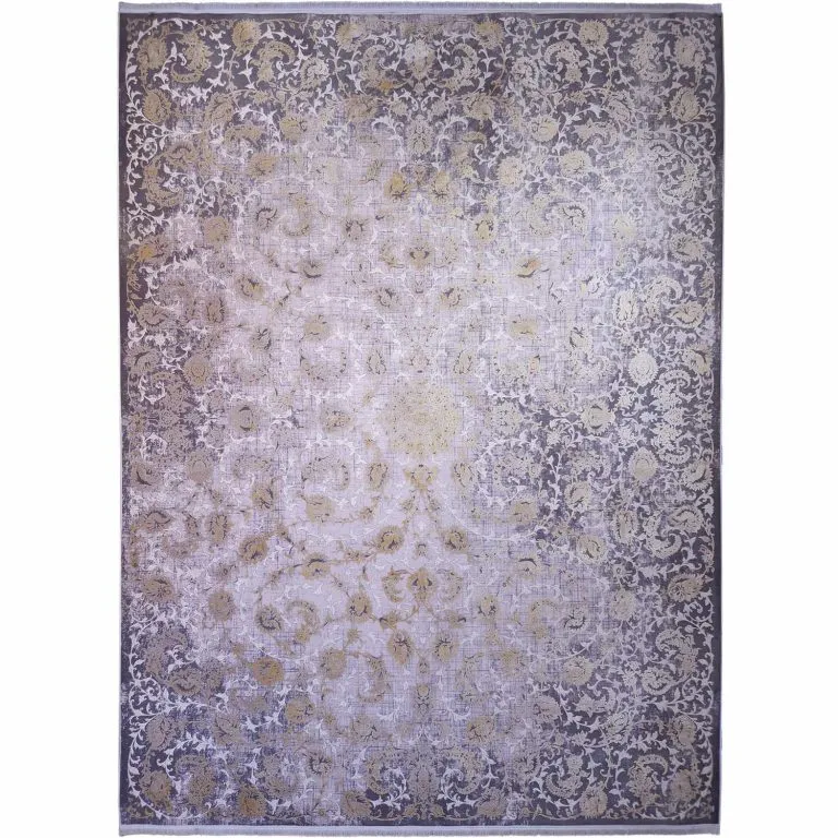 فرش طلاکوب طرح همایونی 1200 شانه گل برجسته فیلی کد 2800 - بدون حاشیه