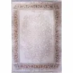 فرش طلاکوب افشان طرح شاهان 1200 شانه گل برجسته وینتیج کد 1042 رنگ صدفی