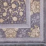 فرش طلاکوب افشان طرح نگین 1200 شانه گل برجسته کد 2903 رنگ سربی