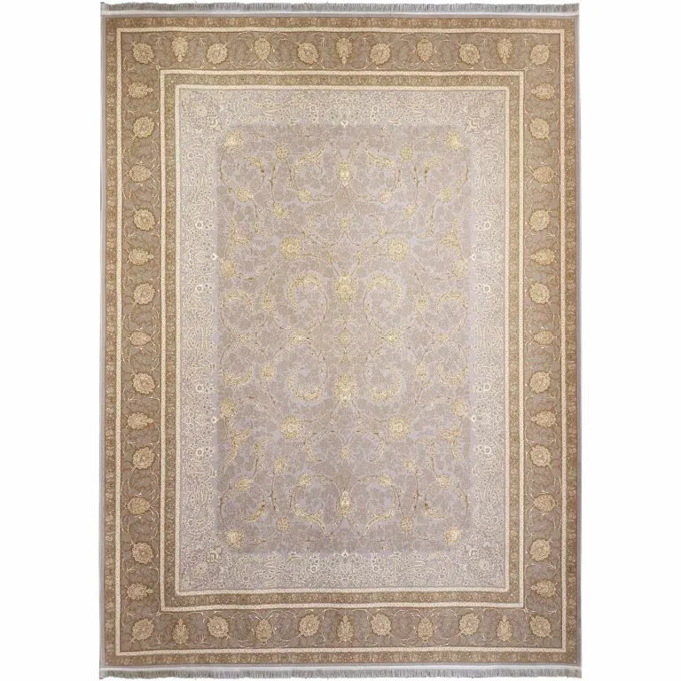 فرش طلاکوب طرح پریناز 1200 شانه گل برجسته کد 2904 رنگ نقره ای سیلور
