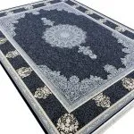 فرش طلاکوب طرح پالیز گل برجسته 1200 شانه سرمه ای کد 1732