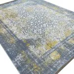 فرش وینتیج طلاکوب طرح پاییز 1500 شانه گل برجسته رنگ نقره‌ای کد 1504