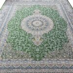فرش پریا 1500 شانه گل برجسته تراکم 4500 کد 1510 رنگ سبز