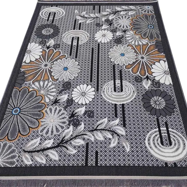 گلیم طرح گلسان 320 شانه کد 8041 دودی