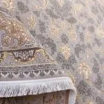 فرش طلاکوب افشان طرح صدف 1200 شانه غیر برجسته کد 2201340 - رنگ نقره ای