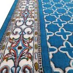 فرش مسجد مکی آبی حاشیه کرم اکریلیک