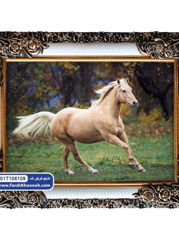 تابلو فرش طرح اسب وحشی کد 6109