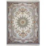 فرش طرح شاهچراغ 1200 شانه غیر برجسته کد 20089 رنگ کرم