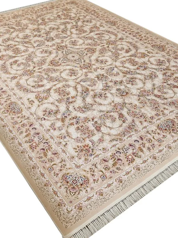 فرش افشان شاهکار رنگ کرم گل برجسته 1200 شانه کد 210064