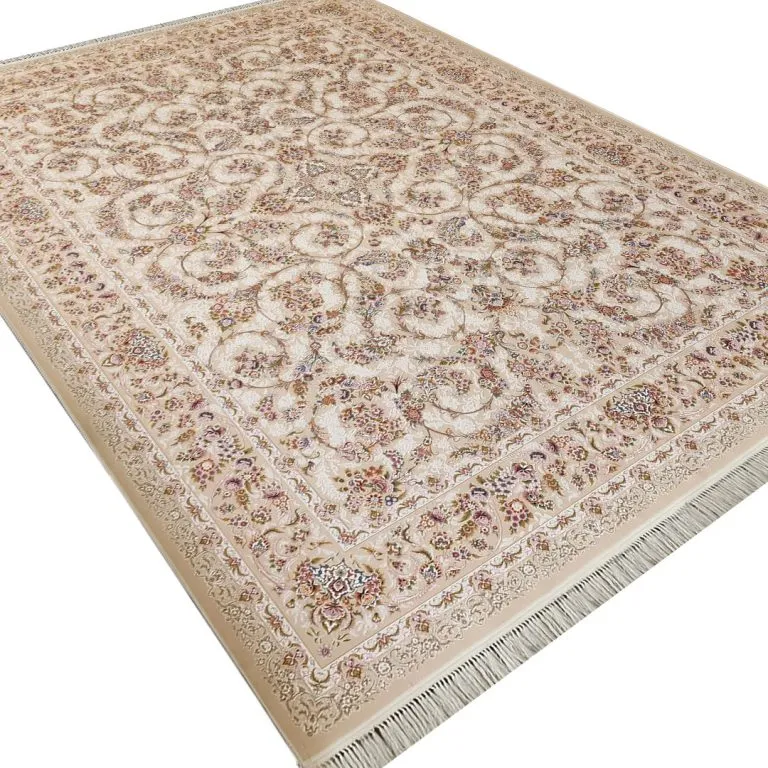 فرش افشان شاهکار رنگ کرم گل برجسته 1200 شانه کد 210064