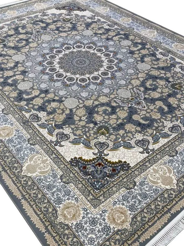 فرش طلاکوب طرح تندیس 1200 شانه غیر برجسته رنگ فیلی کد 1714