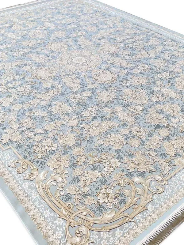فرش طلاکوب طرح لینا 1200 شانه گل برجسته رنگ فیلی کد 1802