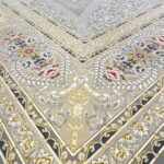 فرش طلاکوب طرح گندم 1500 شانه گل برجسته رنگ فیلی کد 1607 - Image 2