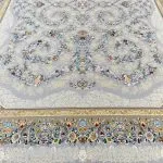 فرش افشان طرح شکوه 1500 شانه رنگ نقره ای گل برجسته کد 1502 - فرشخونه