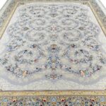 فرش افشان طرح شکوه 1500 شانه رنگ نقره ای گل برجسته کد 1502 - فرشخونه