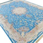 فرش طلاکوب طرح آرمان 1500 شانه گل برجسته کد 3501515 رنگ فیروزه ای