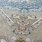 فرش طلاکوب طرح آلما 1500 شانه گل برجسته تراکم 4500 کد 3501517 رنگ فیروزه ای فیروزه ای