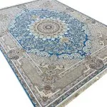 فرش طلاکوب طرح آلما 1500 شانه گل برجسته تراکم 4500 کد 3501517 رنگ فیروزه ای