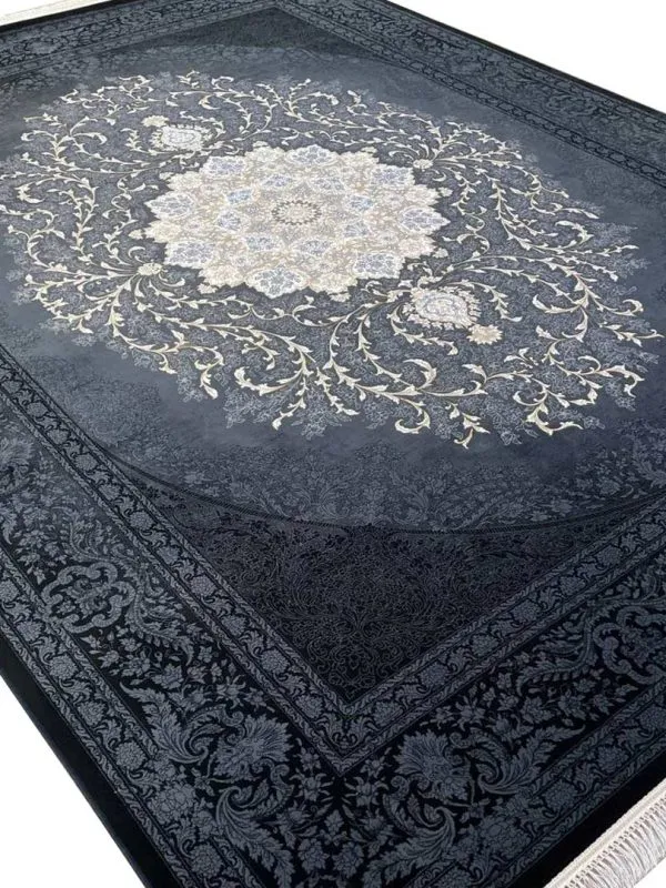 فرش طرح نقوش گلستان 700 شانه تراکم 2550 رنگ سرمه ای کد 10212