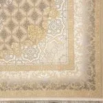 فرش طلاکوب طرح پنجره مشبک 1000 شانه گل برجسته کد 101404 - رنگ بژ -فرشخونه