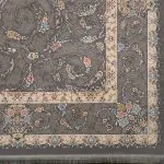 فرش افشان طلاکوب طرح سارمین 1000 شانه گل برجسته رنگ نقره ای کد 101414 - فرشخونه