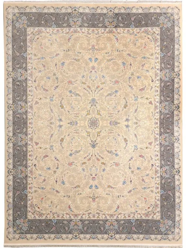 فرش افشان طلاکوب طرح سارمین 1000 شانه گل برجسته رنگ بژ کد 101414 - فرشخونه