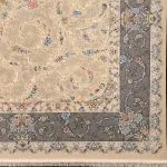 فرش افشان طلاکوب طرح سارمین 1000 شانه گل برجسته رنگ بژ کد 101414 - فرشخونه