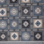 گلیم فرش طرح خشتی لوزی مربعی 320 شانه کد 620501 - رنگ طوسی