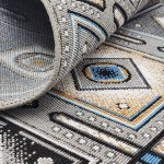 گلیم فرش طرح خشتی لوزی مربعی 320 شانه کد 620501 رنگ نقره ای