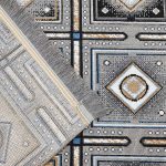 گلیم فرش طرح خشتی لوزی مربعی 320 شانه کد 620501 رنگ نقره ای