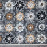 گلیم طرح ستاره هشت پر 320 شانه کد 620501 رنگ دودی