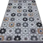 گلیم طرح ستاره هشت پر 320 شانه کد 620501 رنگ نقره ای