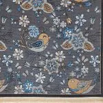 گلیم طرح گل و پرنده 320 شانه کد 610504 رنگ دودی