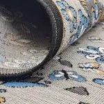 گلیم طرح گل و پرنده 320 شانه کد 610504 رنگ نقره ای