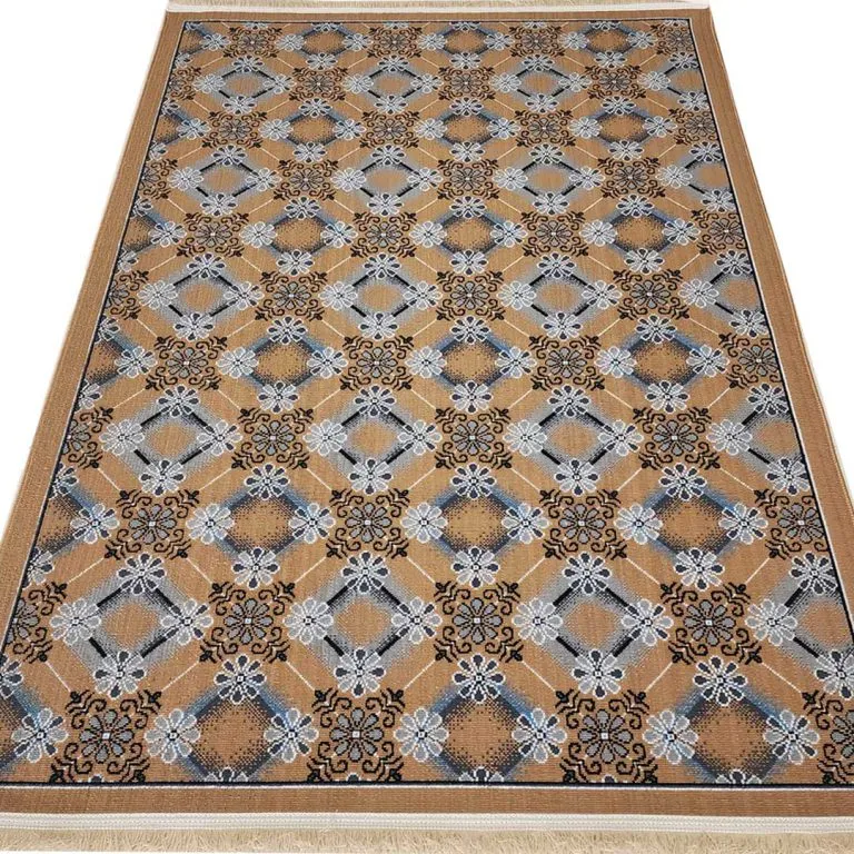 گلیم طرح لوزی چهارگل 320 شانه زمینه بژ