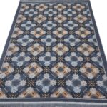 گلیم طرح لوزی چهارگل 320 شانه زمینه دودی