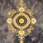 فرش طرح ژینوس 1200 شانه غیر برجسته طلاکوب کد 10877 - رنگ فیلی