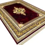فرش طرح ژینوس 1200 شانه غیر برجسته طلاکوب کد 10877 - رنگ لاکی