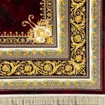 فرش طرح ژینوس 1200 شانه غیر برجسته طلاکوب کد 10877 - رنگ لاکی