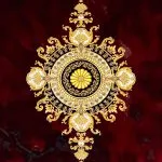 فرش طرح ژینوس 1200 شانه غیر برجسته طلاکوب کد 10877 - رنگ سرمه ای