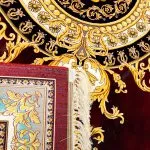 فرش طرح ژینوس 1200 شانه غیر برجسته طلاکوب کد 10877 - رنگ سرمه ای